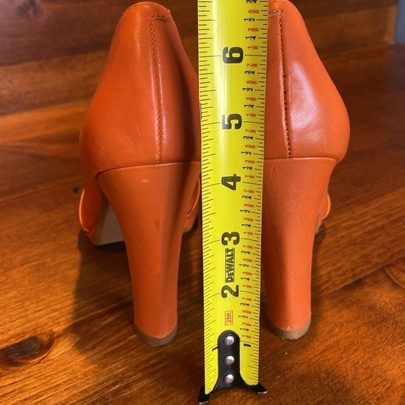 Miss Albright Orange Peachy Leather Pumps Heels Bows Sz 8 - Picture 7 of 12